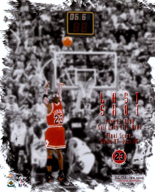 Michael Jordan Picture: The Last Shot, in the 1998 NBA FInals Against the Utah Jazz